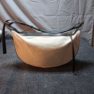 Zara Contrast Oval Shoulder Bag Ecru Black Strap Minimalist Classic